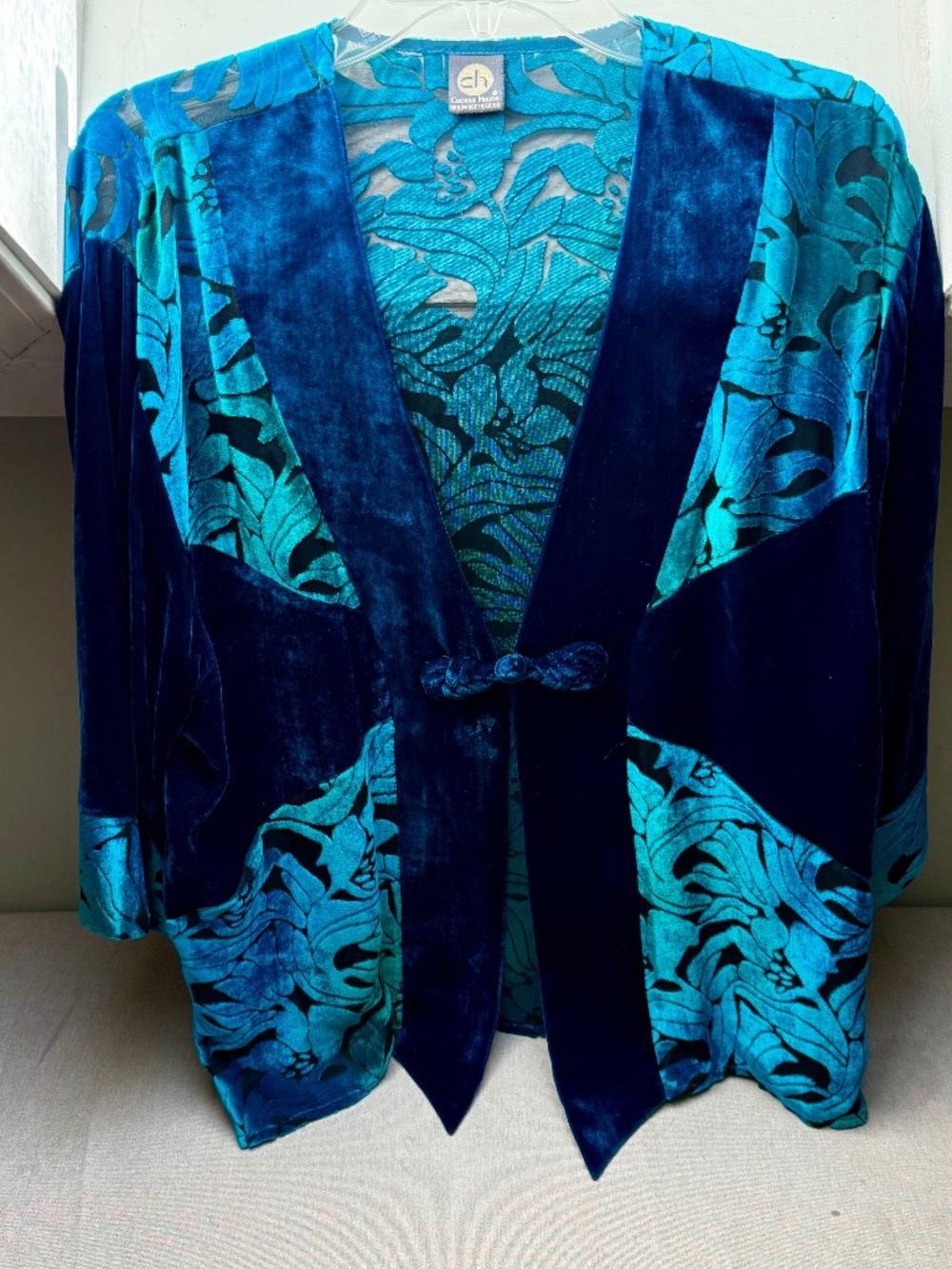 Cocoon House Blue Velvet Burnout Kimono Jacket